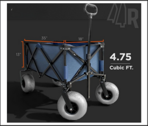 GLAMP עגלת שטח מתקפלת עם גלגלי בלון – כחול עוצמתי לנוחות מקסימלית