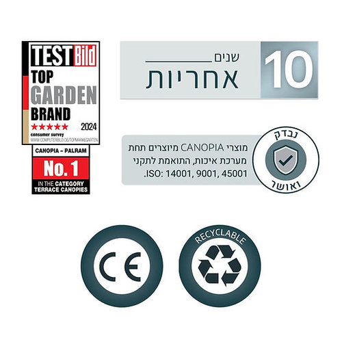 פרגולה אלומיניום FERIA לבנה 4x4.2 עם קירוי לבן