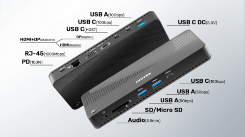 תחנת עגינה אוניברסלית UNITEK D1079A USB4 8K Multi-Port Hub 13 in 1   