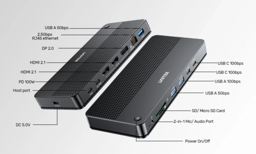 תחנת עגינה אוניברסלית Unitek D1104A01 USB-C 8K Docking Station with 100W PD 13 in 1