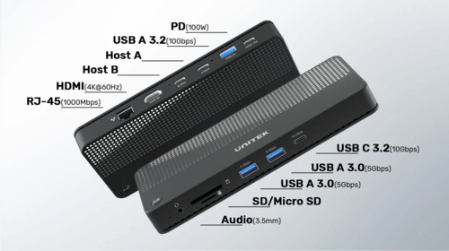 תחנת עגינה אוניברסלית UNITEK D1079A USB-C 4K Docking Station   