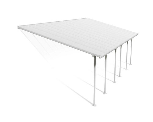 פרגולה אלומיניום FERIA לבנה 4x8.5 עם קירוי לבן