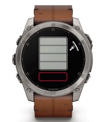 שעון חכם Garmin Fenix 8 AMOLED Sapphire Titanium 51mm טיטניום אפור עם רצועת עור חומה