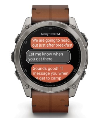 שעון חכם Garmin Fenix 8 AMOLED Sapphire Titanium 51mm טיטניום אפור עם רצועת עור חומה