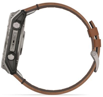 שעון חכם Garmin Fenix 8 AMOLED Sapphire Titanium 51mm טיטניום אפור עם רצועת עור חומה