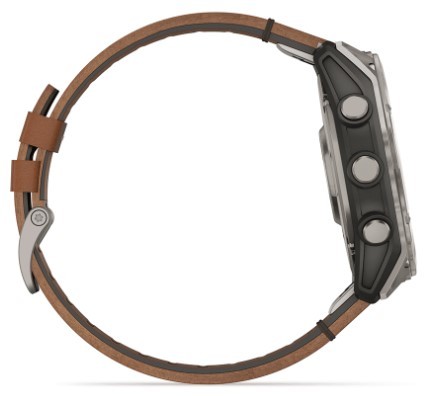 שעון חכם Garmin Fenix 8 AMOLED Sapphire Titanium 51mm טיטניום אפור עם רצועת עור חומה