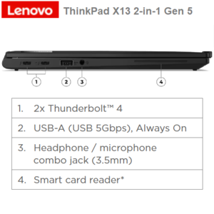 מחשב נייד Lenovo ThinkPad X13 2in1 Yoga Gen5 U5-16GB-SSD-512GB