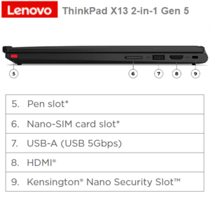 מחשב נייד Lenovo ThinkPad X13 2in1 Yoga Gen5 U5-16GB-SSD-512GB