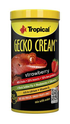 טרופיקל GECKO CREAM STRAWBERRY 250  אבקת מזון לשממיות 50 גר'