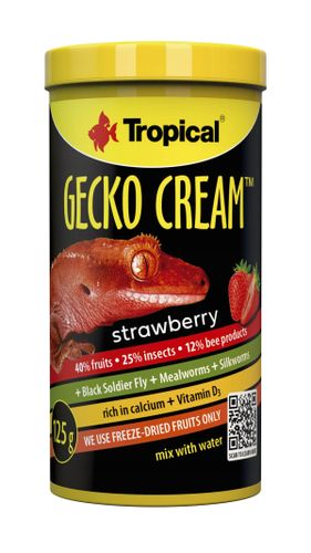 טרופיקל GECKO CREAM STRAWBERRY   אבקת מזון לשממיות 125 גר'