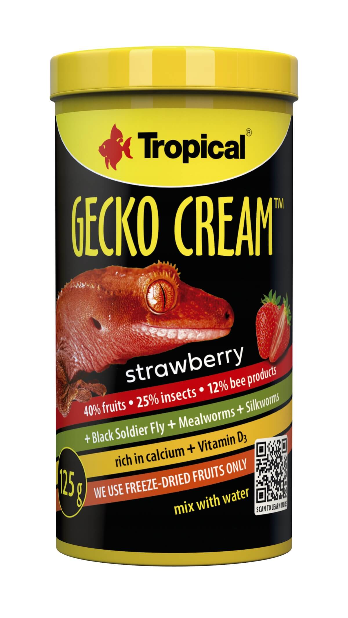 טרופיקל GECKO CREAM STRAWBERRY   אבקת מזון לשממיות 125 גר