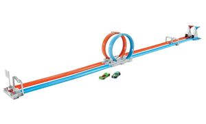 מסלול מרוצים ספרינט כפול עם 2 לולאות, 2 משגרים ו 2 מכוניות (מתקפל)