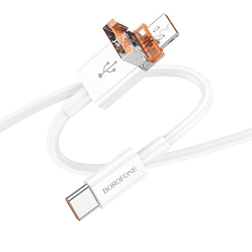 כבל בחיבור USB-C / USB Borofone בצבע לבן