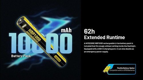 פנס יד נייטקור נטען 3500 לומן MH40PRO למרחק 1300 מ'