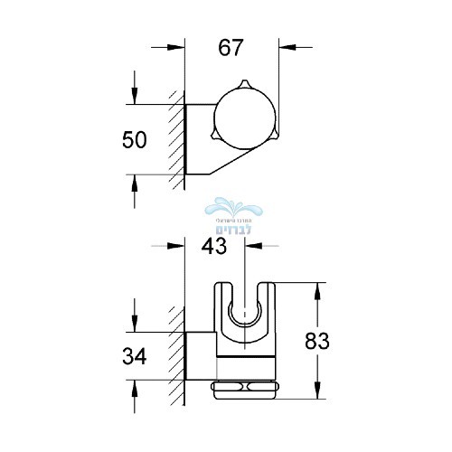 מאחז קיר למזלף גרואה GROHE Relexa 28623000 | מתכוונן | כרום ניקל