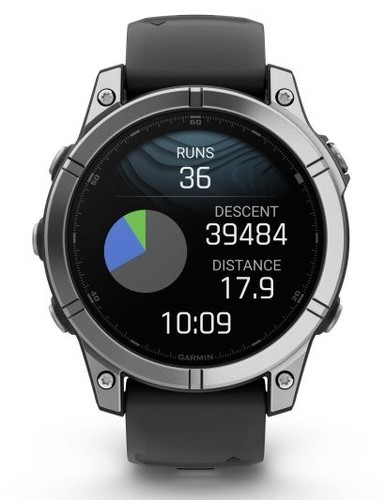 שעון חכם Garmin Fenix E AMOLED 47mm פלדת אל-חלד עם רצועת סיליקון שחורה