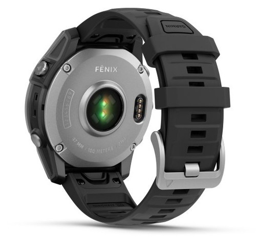 שעון חכם Garmin Fenix E AMOLED 47mm פלדת אל-חלד עם רצועת סיליקון שחורה