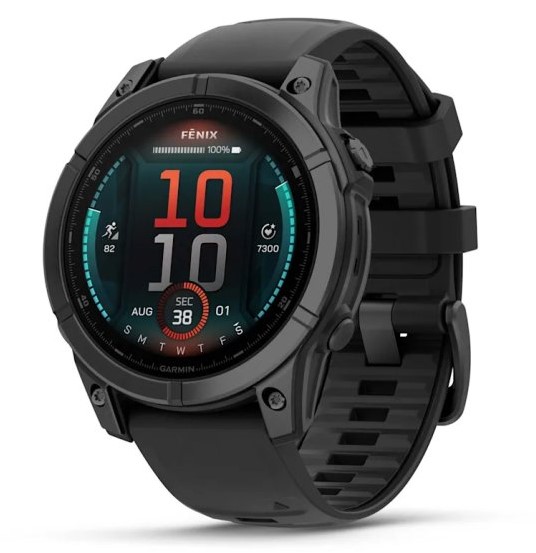 שעון חכם Garmin Fenix E AMOLED 47mm אפור צפחה פלדה עם רצועת סיליקון שחורה