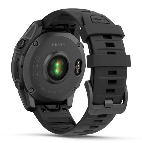 שעון חכם Garmin Fenix E AMOLED 47mm אפור צפחה פלדה עם רצועת סיליקון שחורה