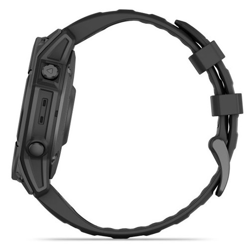 שעון חכם Garmin Fenix E AMOLED 47mm אפור צפחה פלדה עם רצועת סיליקון שחורה
