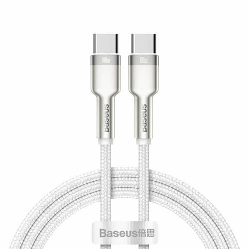 כבל טעינה וסנכרון מהיר  Baseus Cafule Type C - Type C 100W צבע לבן