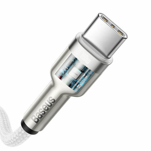 כבל טעינה וסנכרון מהיר  Baseus Cafule Type C - Type C 100W צבע לבן