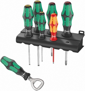 סט מברגים מעורב 7 חלקים עם מתקן תלייה ופותחן WERA