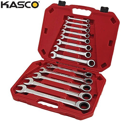 סט 13 מפתחות רינג רצ'ט פתוח Kasco K-19802  