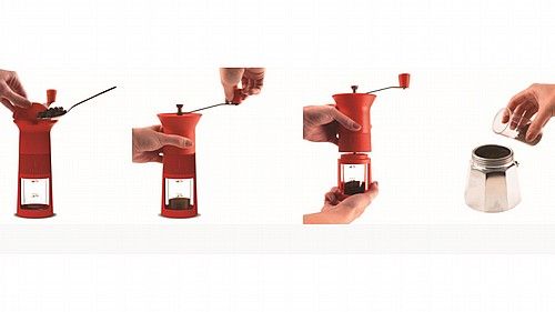 BIALETTI COFFEE GRINDER - מטחנת קפה ידנית- אדום
