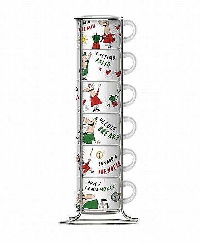 סט 6 כוסות אספרסו עם מעמד BIALETTI