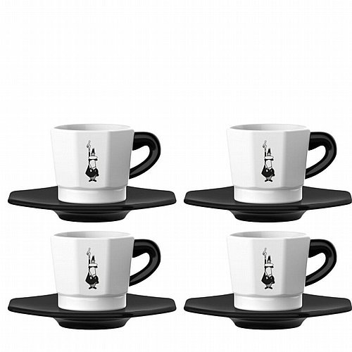 סט 4 כוסות אספרסו שחור לבן BIALETTI
