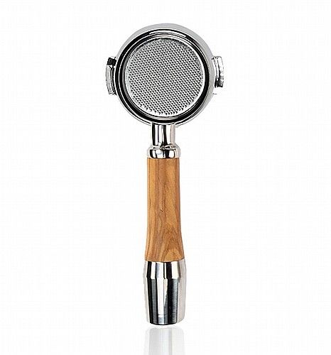Stainless Steel Wood Portafilter- Bottomless - ידית חליטה חתוכה מעץ
