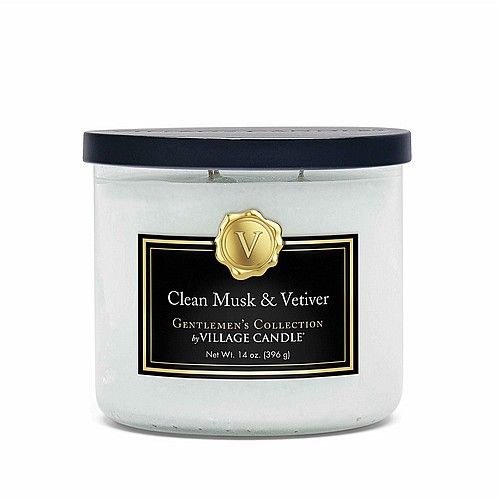 נר ריחני של Village Candle- Clean Musk & Vetiver Bowl