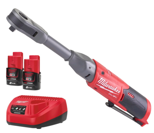 רצ'ט נטען FULE צוואר ארוך D3/8 12V כולל 2 סוללות 2AH מבית Milwaukee