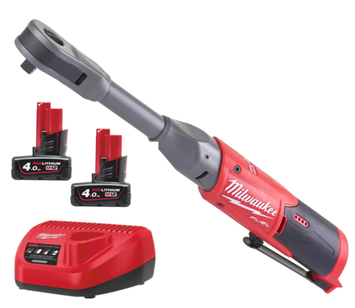 רצ'ט נטען FULE צוואר ארוך D3/8 12V כולל 2 סוללות 4AH מבית Milwaukee