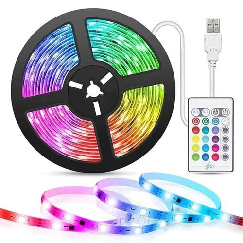 תאורת לד צבעונית בחיבור USB עם שלט 5 מטר