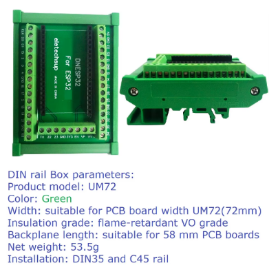 לוח תושבת לפסי DIN למודול ESP32S ESP-