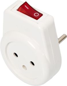 מתאם שקע לתקע ישראלי + מפסק Deko DSS-1