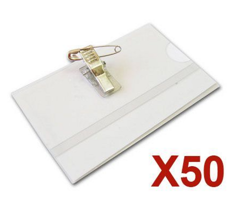  50 תגי עובד מפלסטיק עם קליפס לחולצה ir88