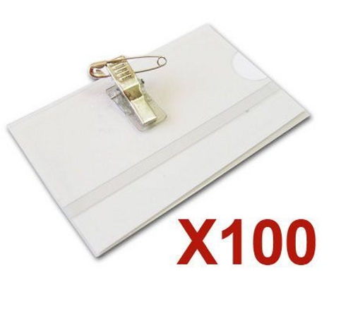  100 תגי עובד מפלסטיק עם קליפס לחולצה ir88