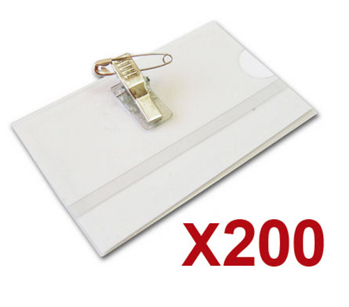  200 תגי עובד מפלסטיק עם קליפס לחולצה ir88