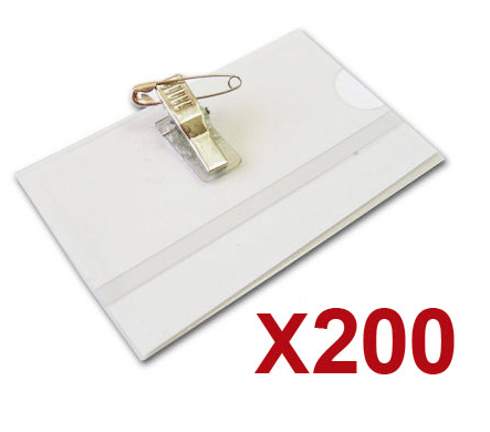 200 תגי עובד מפלסטיק עם קליפס לחולצה ir88