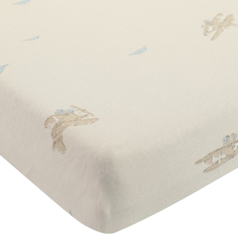 סדין לעריסת תינוק 100% כותנה ג'רזי מקולקציית וינטג' - אבן מטוסים