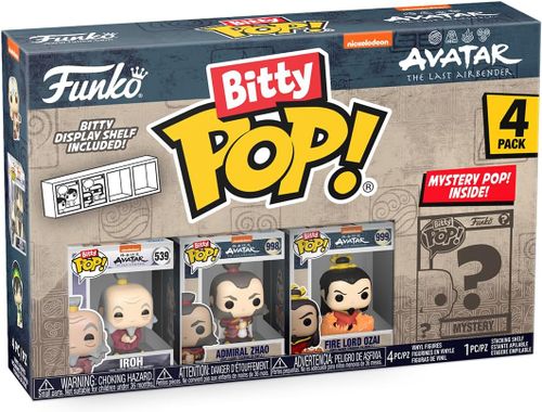 ביטי פופ! - מארז 3 דמויות + דמות בהפתעה Bitty POP! Avatar - אווטאר כשף האוויר האחרון - אירו, אדמירל זאו, שליט האש אוזאי ומיסטרי 