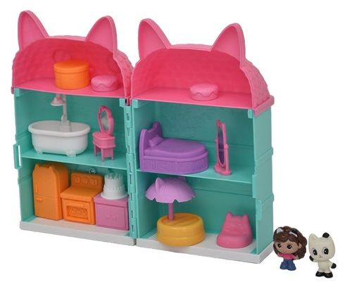 מיני בית בובות מתקפל עם 2 דמויות ו 13 אביזרי משחק