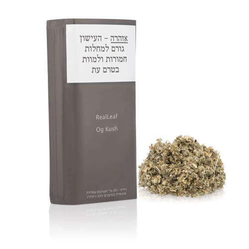 תחליף טבק ללא ניקוטין ריליף REAL LEAF OG KUSH טרפנים 20 גרם