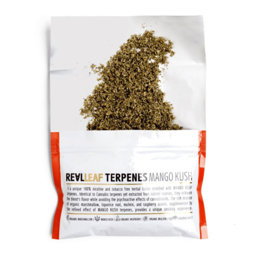 תחליף טבק ללא ניקוטין ריליף REAL LEAF MANGO KUSH טרפנים 20 גרם