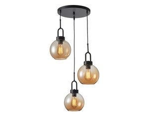 3 תלוי שחור עתיק על בסיס E27 3X40W
