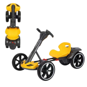 קרטינג מתקפל ממונע לילדים 12V עם שלט- צהוב
