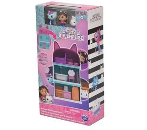 סט משחק מיני: בית בובות קטן, תלת קומתי עם 3 דמויות ו 10 אביזרים